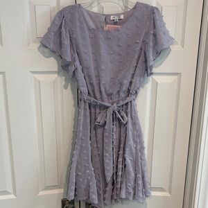 She & Sky Boutique Lavender Floral Dot Chiffon Dress NWT Size M